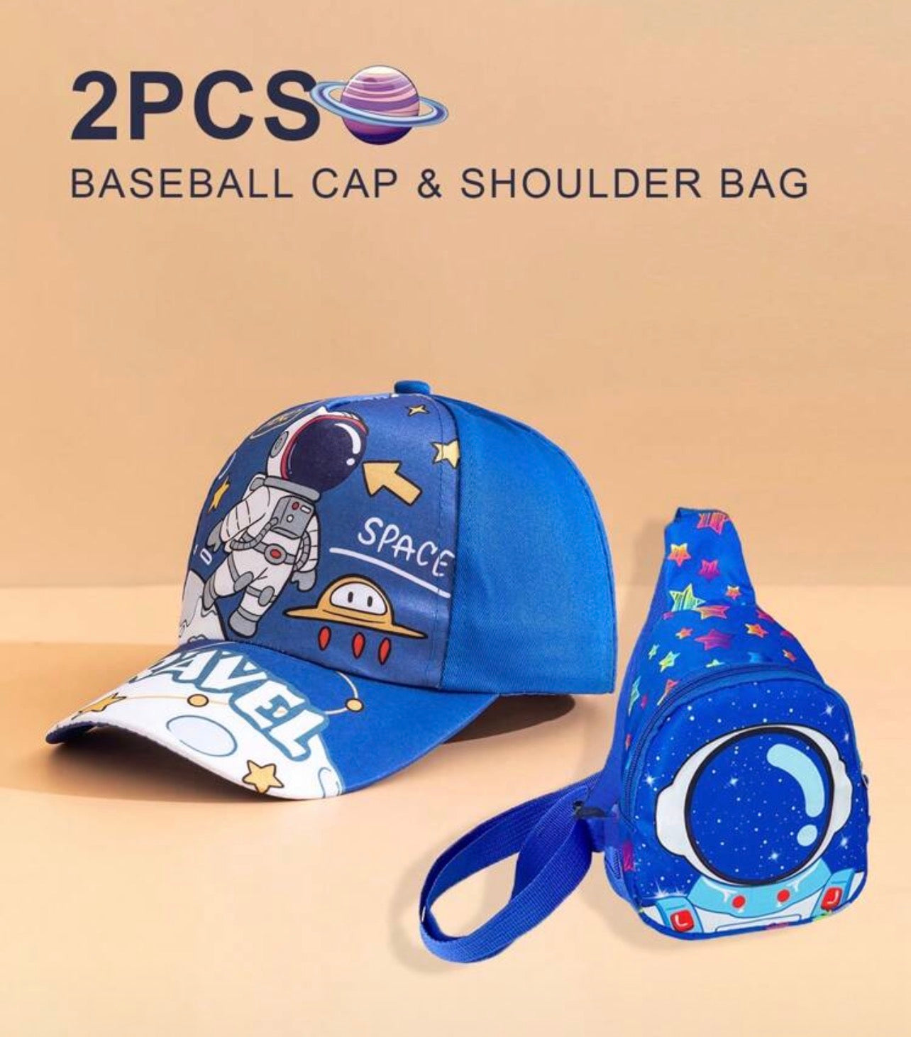 ENSEMBLE GARCON ASTRONAUTE CASQUETTE ET SAC BANDOULIERE